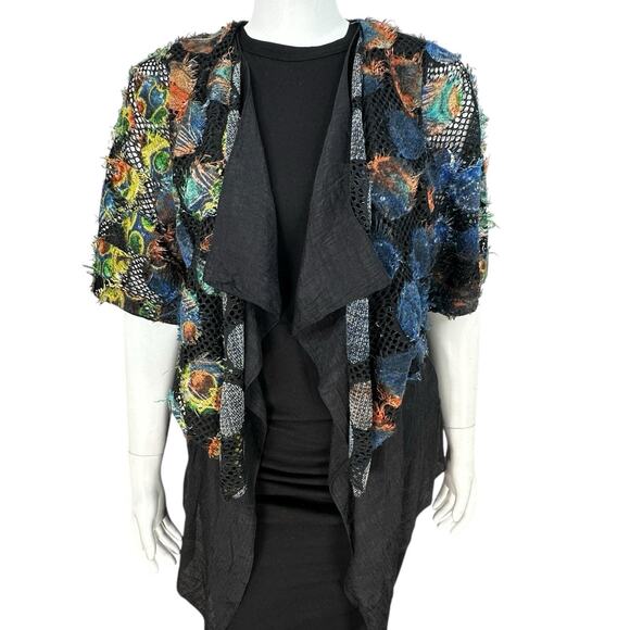 Pretty Angel Topper Blouse Womens Size Large Asymmetric Linen Blend Boho Artsy - Picture 1 of 11